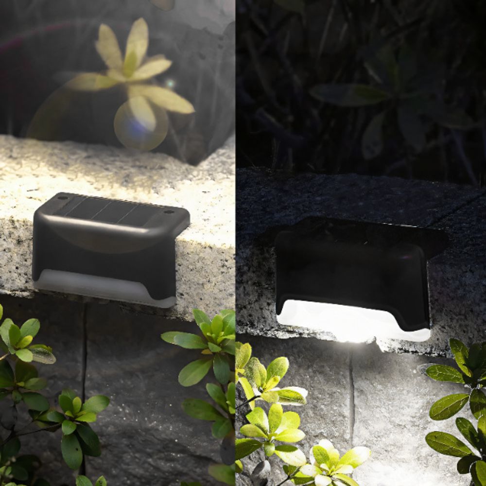 8 Stück LED Solarleuchten Zaunleuchte Wandlampen Gartenleuchte Außen Treppen Lampe, Solar-Zaunleuchte Schwarz Retoo