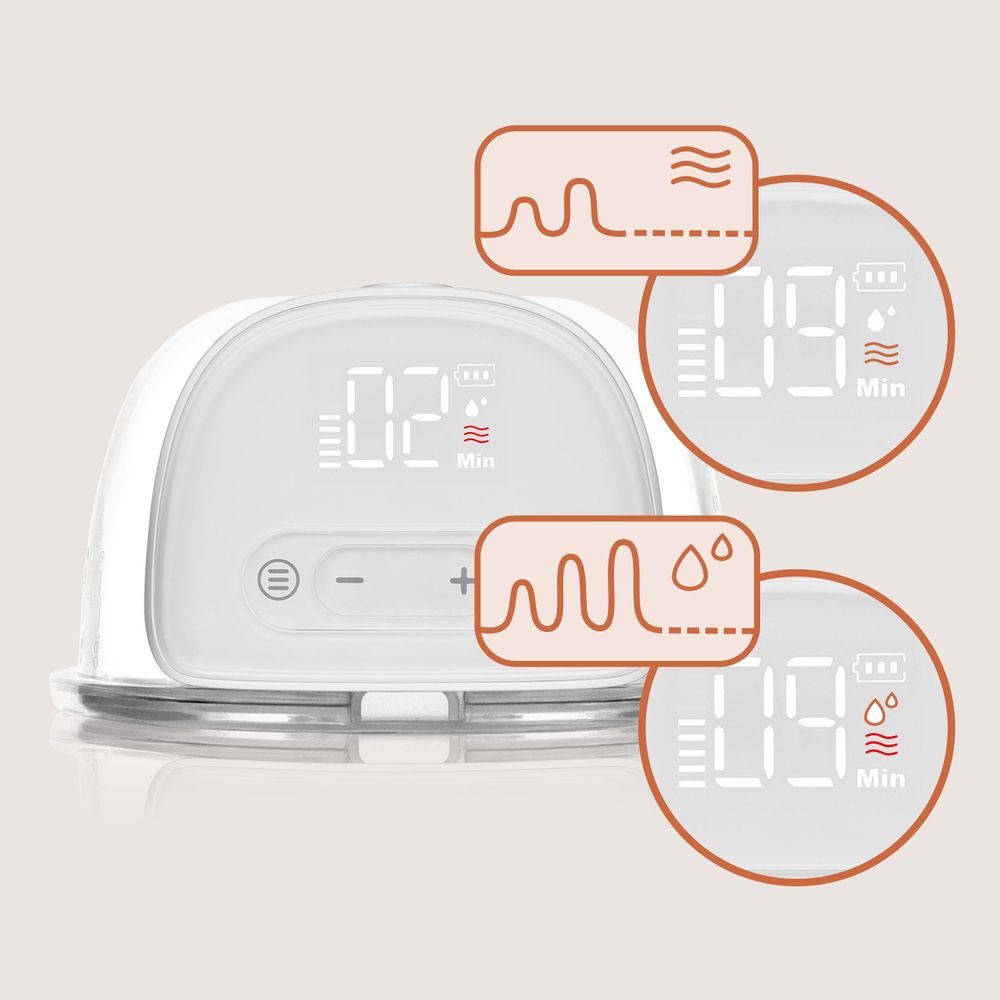 Lionelo Elektrische Milchpumpe Fidi Free Lumi Hands-free, 180 Min, 9 Modi, Beleuchtung, Speicher, Sterilisierbar, Display, Timer, 180ml Behälter