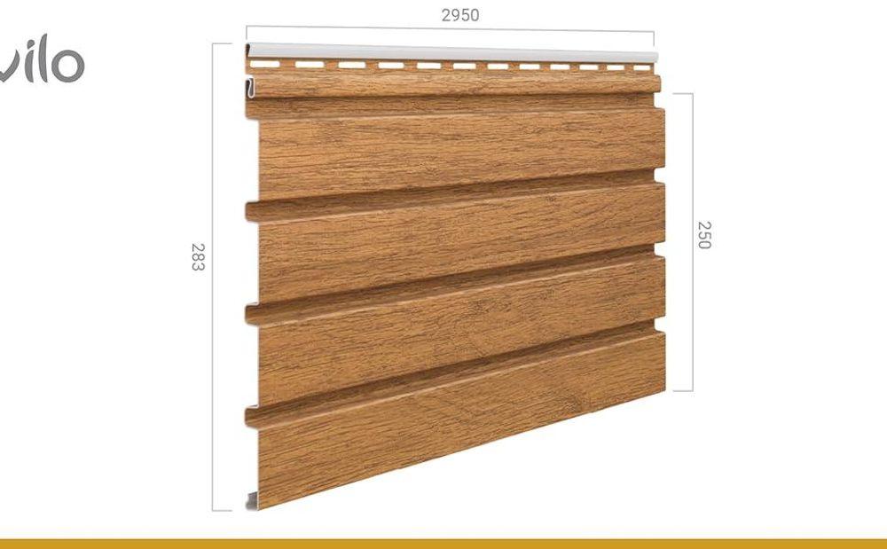 VILO Kunststoffpaneele FRONTO - Deckenpaneele für Wand und Decke - UV-beständig - einfache Klick-Montage - Eiche, Lange 2,95 m, 10 Stück