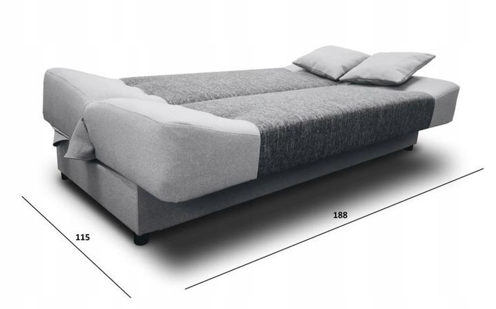 Kanapa Platan Sofa Jaś 01 rozkładana z funkcją spania odcienie szarości