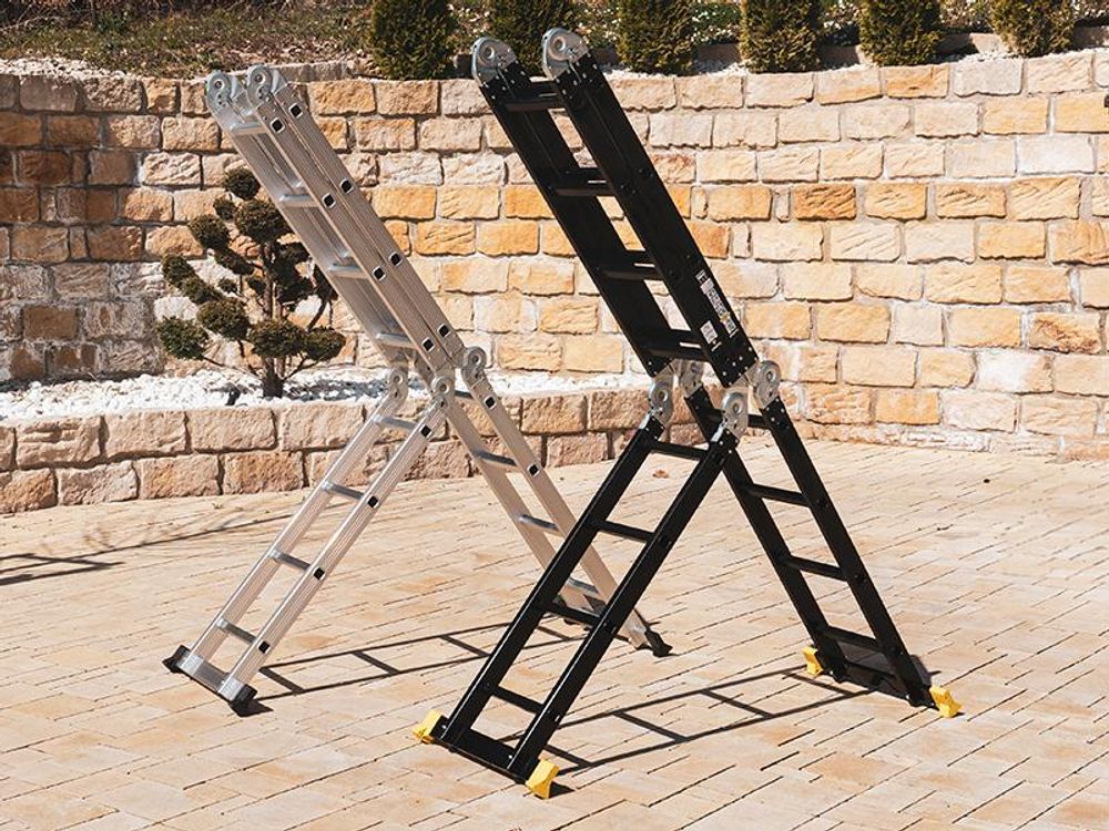 Craftfull Mehrzweckleiter CF-104A | 6in1 Leiter - Gelenkleiter aus Aluminium - Anti-Rutsch Klapp- & Stehleiter - Multifunktionsleiter (4x3 Sprossen)