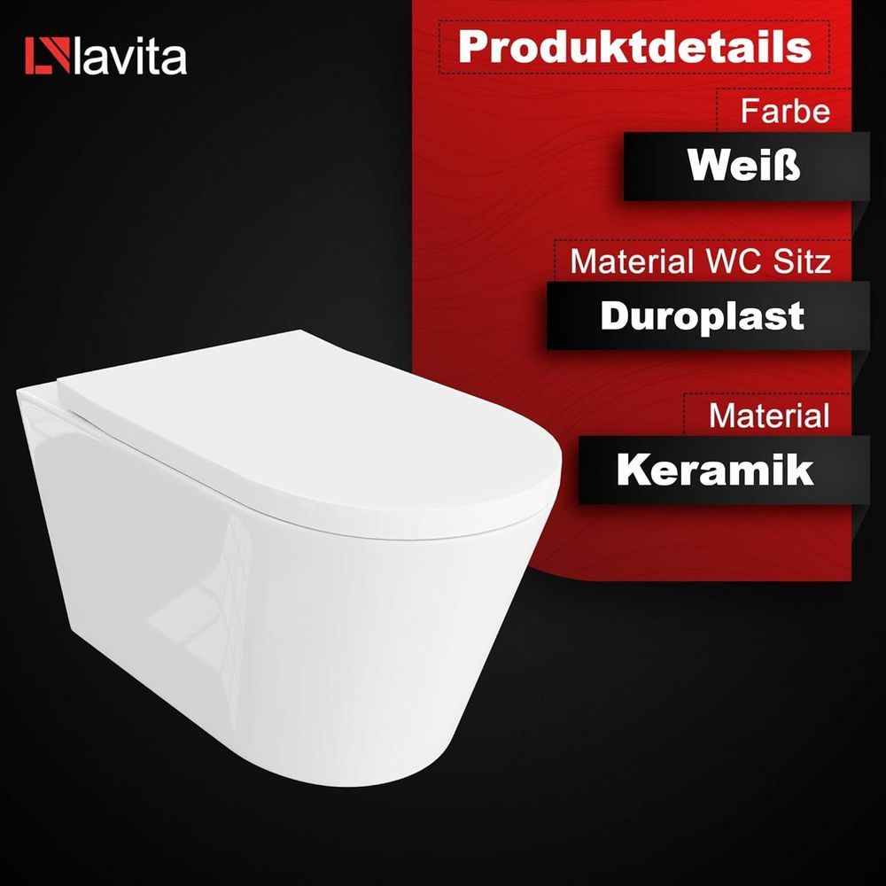 Lavita | Wc-schüssel Versoni 3.0 - Weiß - 49x36x37 Cm - Rimfree - Hygienische Toilette