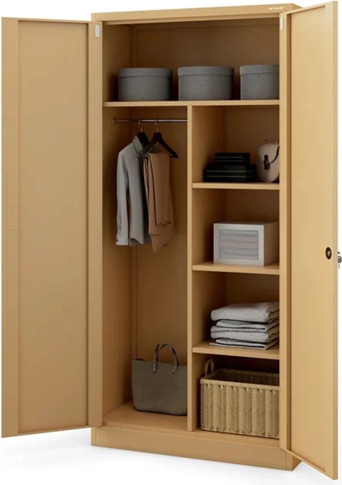 Metallschrank C34 Aktenschrank Werkzeugschrank Umkleideschrank Spind Flügeltüren Kleiderstange Pulverbeschichtung Metall Abschließbar 185 cm x 90 cm x 45 cm (H x B x T) Farbe: Grau