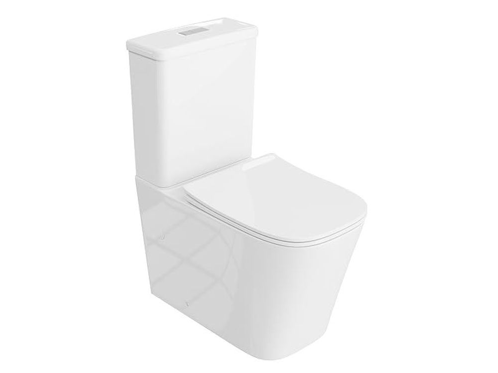 LAVITA Einteilige Stand - WC mit eingebautem Spülkasten TRYTON WHITE | Komplett - Set | WC deckel | Keramik Toilette Spülrandlos | Toilettenschüssel |