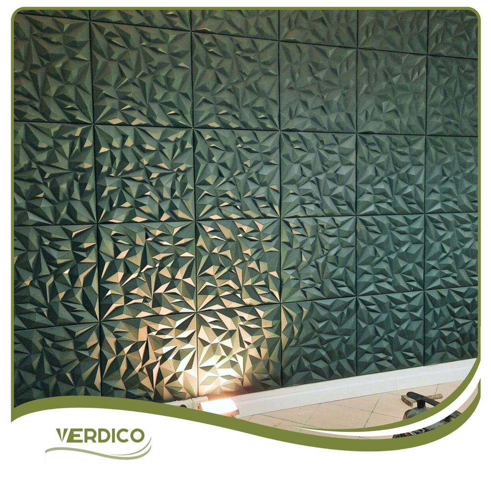 Verdico | 3D Wandpaneel Polystyrol - 50x50 cm - Flaschengrün Amethyst - Hochwertige Dekoration - Modernes Design, Wand- & Deckenverkleidung