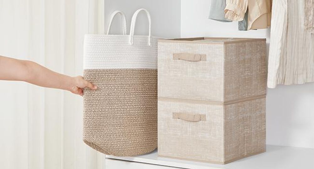 SONGMICS Wäschekorb, Wäschesammler für Kinder, Aufbewahrungskorb, Baumwollseil, mit Henkel, für Decken, Kuscheltier Aufbewahrung, Schlafzimmer