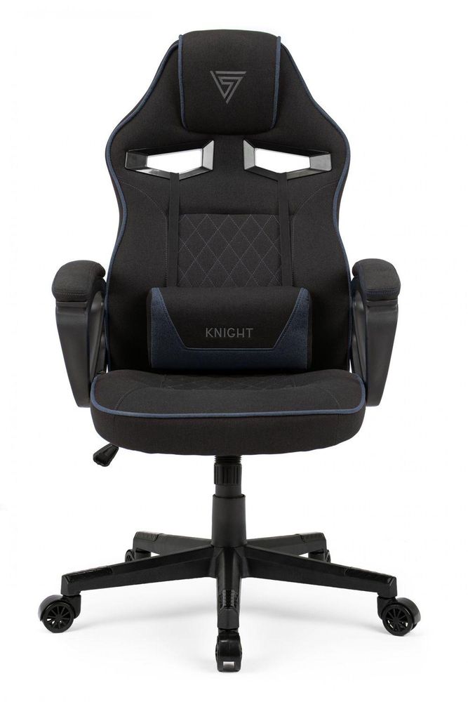 Fotel gamingowy SENSE7 Knight z tkaniny, czarno-niebieski – ergonomiczny fotel biurowy, fotel do komputera, fotel dla graczy, fotel wyścigowy, 120 kg