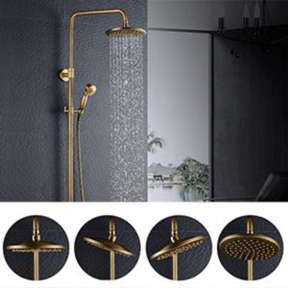Auralum Retro Verstellbare Duschsäule Wandmontiertes Duschset aus massiver Bronze für Badezimmer