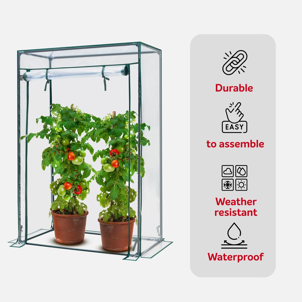 KANWOD Gewächshaus Garten mit Aufrollbarer Tür, Transparent Folie 140 g/m2, 150x100x50 cm
