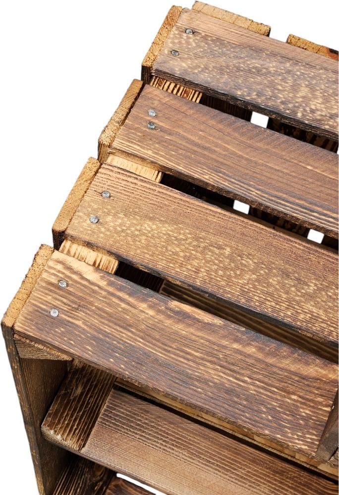 Holzkiste geflammt 50x40x30cm mit Zwischenboden - Regal-Box Obstkiste Deko