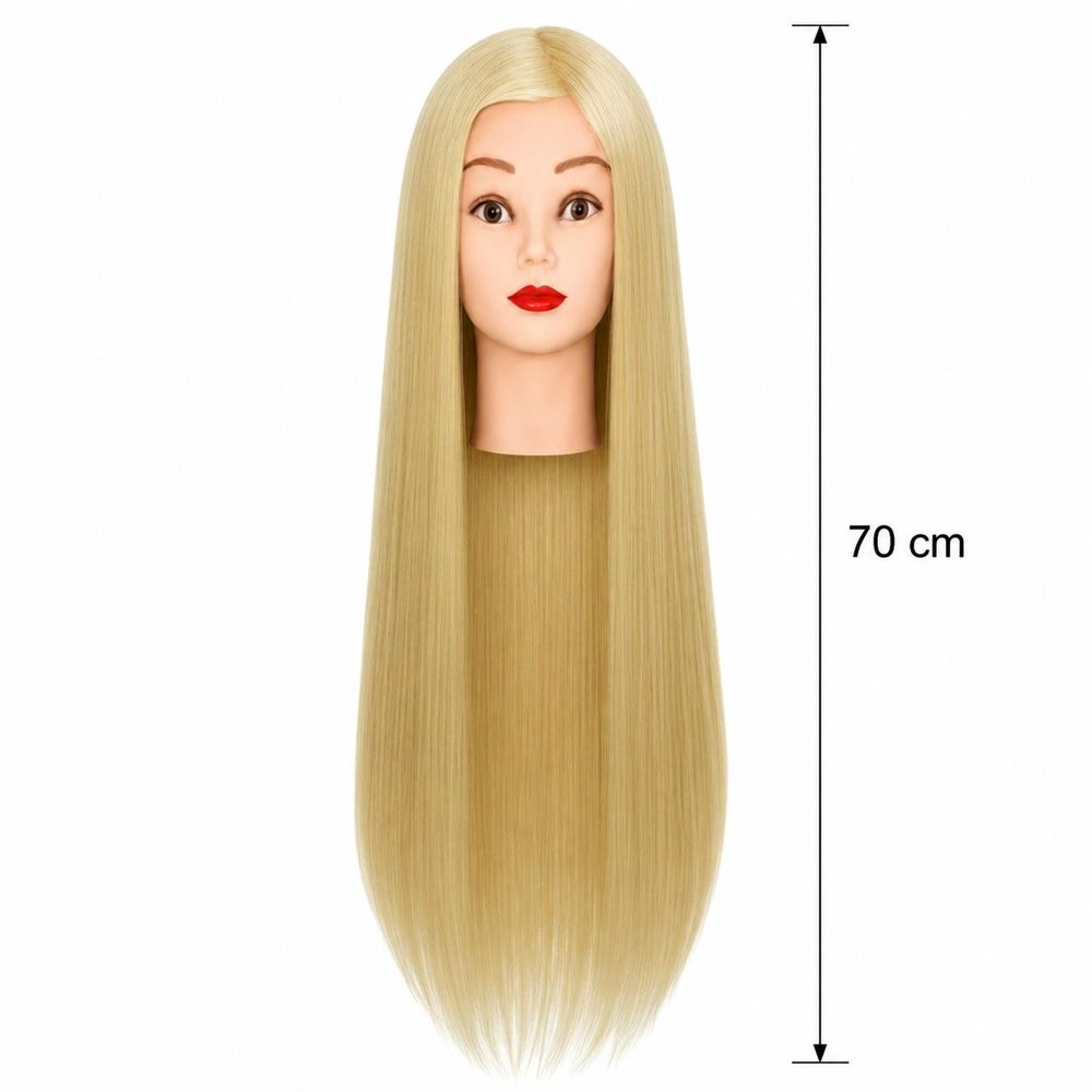 Tête d'apprentissage coiffure 70 cm Iza - Cheveux thermiques + Trépied