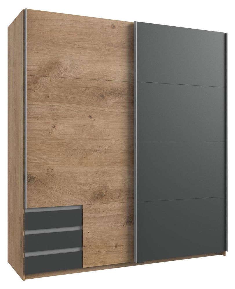 Eugenio III – Schwebetürenschrank mit großzügigem Stauraum und modernem Plankeneiche-Design