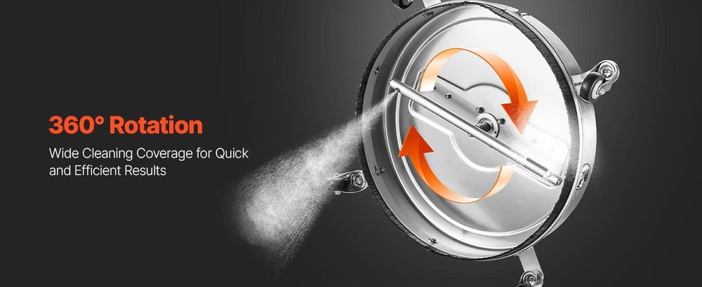 VEVOR 15" Hochdruckreiniger Flächenreiniger, Edelstahl Hochdruckreiniger Aufsätze mit 4 Rädern, 4000 Max PSI, 1/4 Schnellanschluss, 2 Sprühdüsen, 2 Verlängerungsrohre für Beton, Terrasse, Deck, Edelstahl-h, 55.9 cm