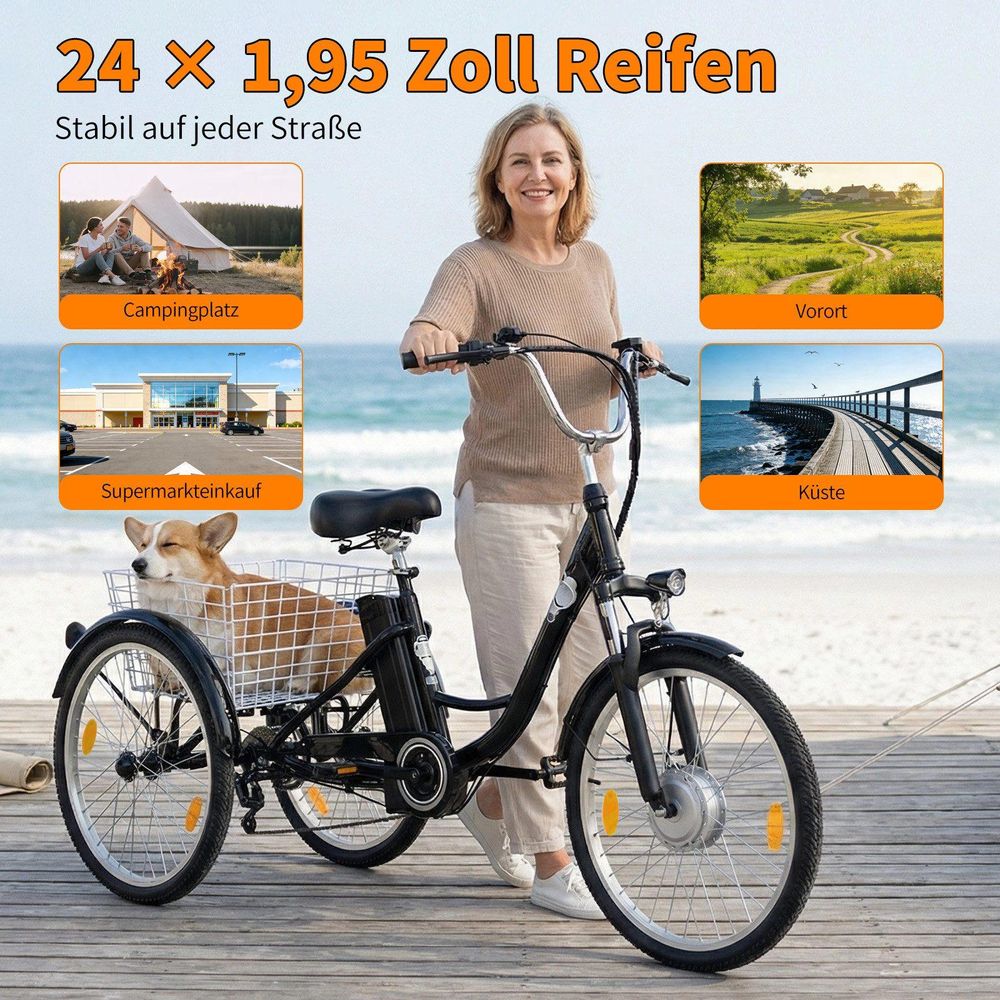 24 × 1,95 Zoll Reifen und großer Hinterkorb