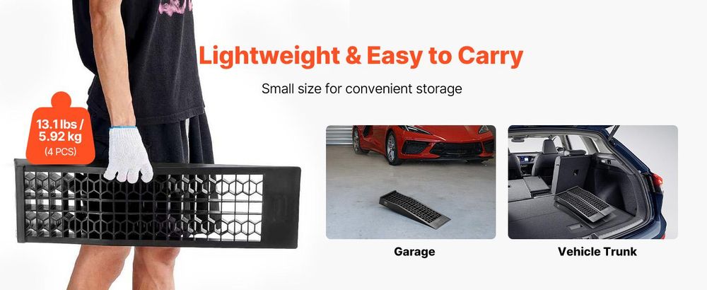 VEVOR Auto Rampen, 2 STK 5897 kg Gesamtgewichtskapazität, 155 mm Hubhöhe, tragbare Hochprofil-Auto-Service-Rampen für Wartung und Ölwechsel in der heimischen Garage, schwerlastfähig für Lkw SUV Fahrzeugreparatur, schwarz, GVW 20000 lbs-a, Ungefähr 27,5 Zoll-a