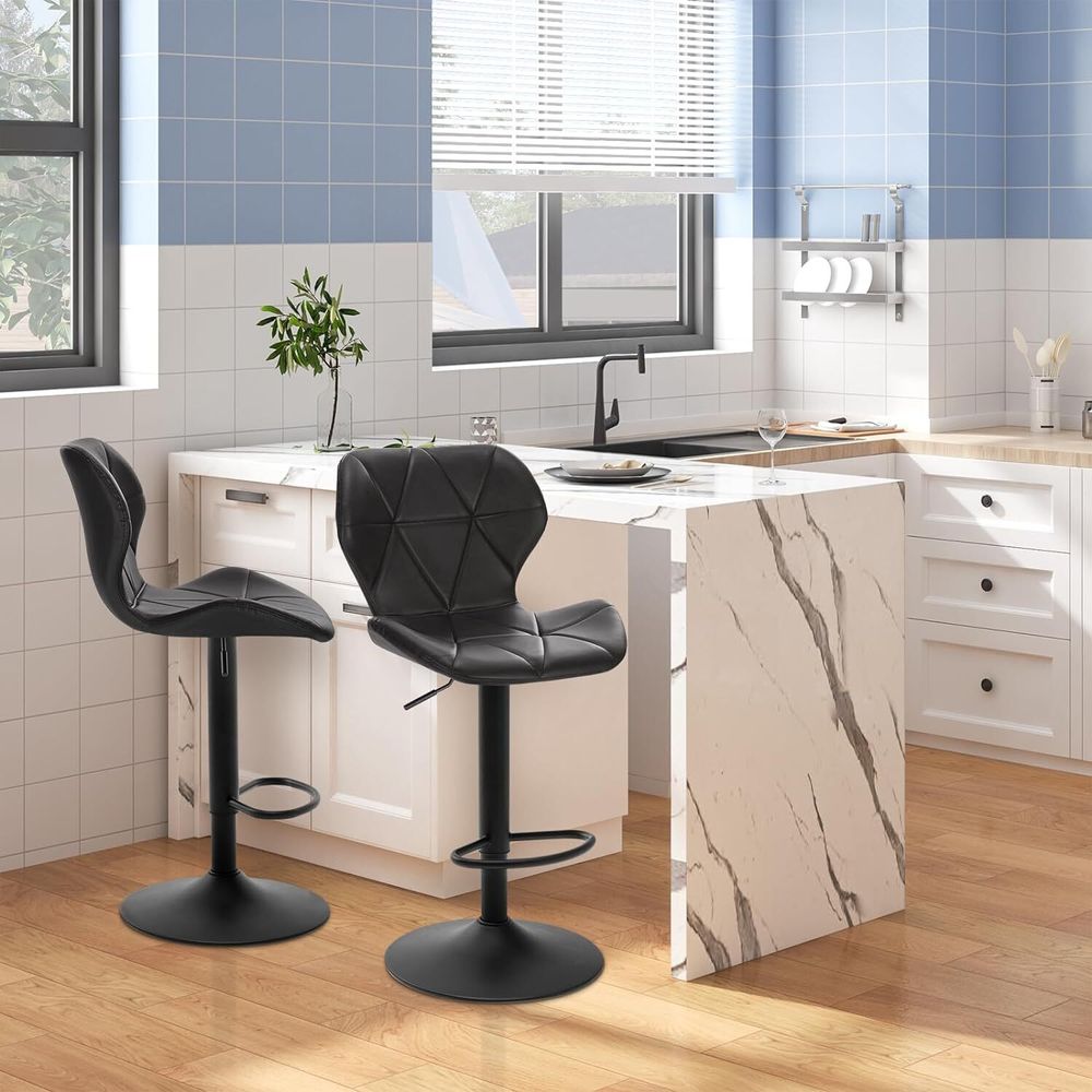 EUGAD 2X Barhocker Retro höhenverstellbar aus Kunstleder Metall, Anthrazit