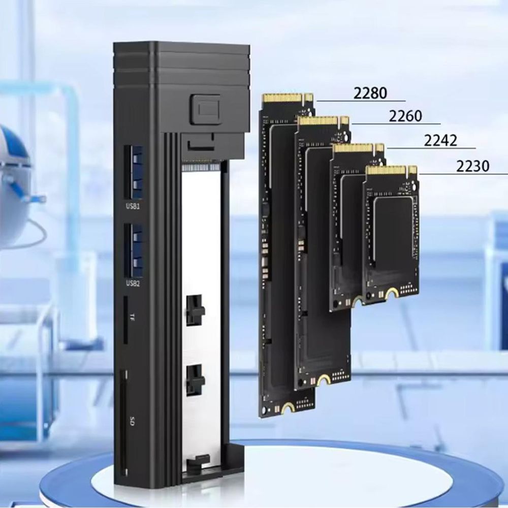 Laufwerksgehäuse - USB-C-HUB - 7-in-1 - SSD M.2 NVME PCIE SATA SD - Adapter - M2-Fach