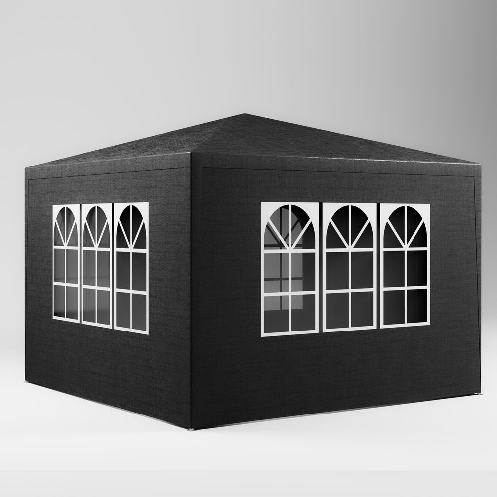 KANWOD Pavillon 3x3 m TORM, Partyzelt Wasserdicht von 9m² mit 4 Seitenwänden und 3 Fenstern