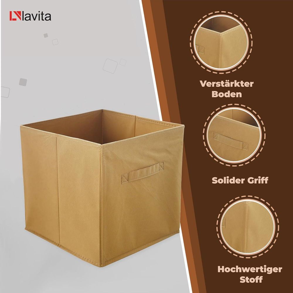 Lavita Storage Box | faltbare Aufbewahrung Boxen 31 x 31 x 31 cm | Schubladen-Organizer Box| Ordnungssysteme für Kleidung | Kleideraufbewahrung & Organisation | Hellbraun | 6 stück