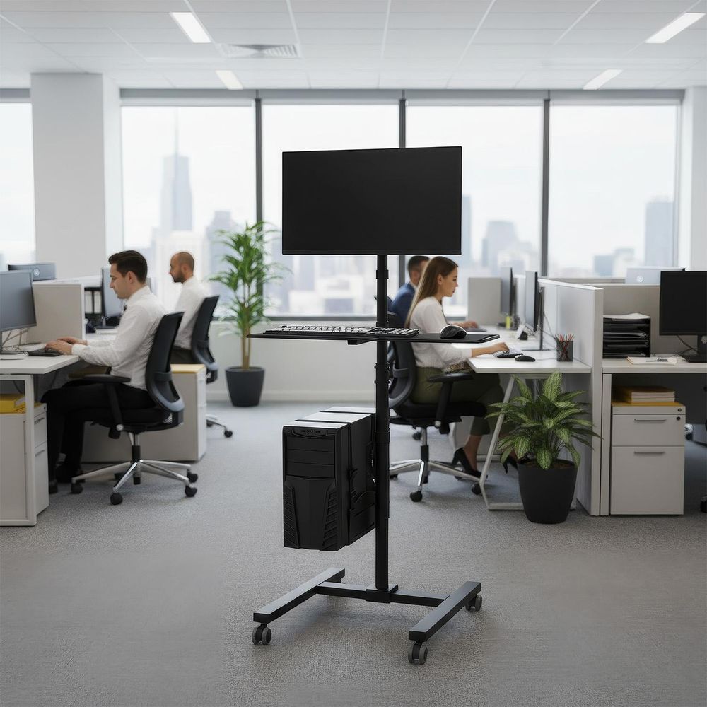 Profi Standfuss Trolley Rollwagen für Monitor Tastatur Computer Höhenverstellbar