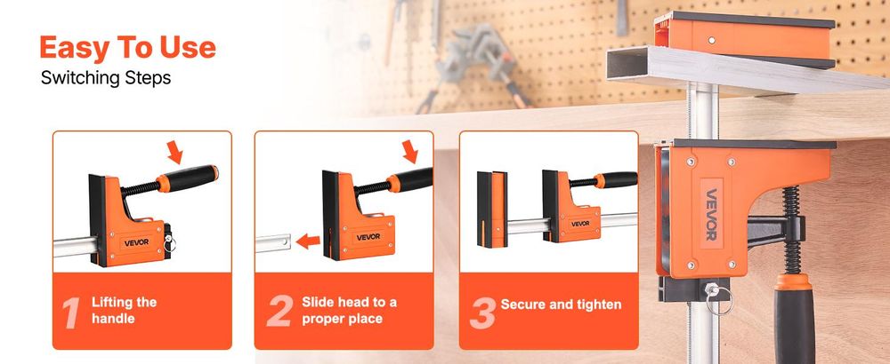 VEVOR Holzspannzangen, 2er-Pack 24" Einhandzange/Spreader, Schnellwechsel-F-Spannzange mit 300 lbs Tragfähigkeit, Hochfester Kunststoff und Kohlenstoffstahl, Holzspannzangen für Holz- und Metallbearbeitung, Parallelzwinge-Verbessert-a, 36 Zoll-2 Stück-a