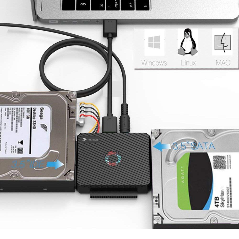 USB 3.1 auf SATA und IDE Adapter für 2.5 / 3.5 Zoll Laufwerke HDD SSD Reagle mit 12V 3A