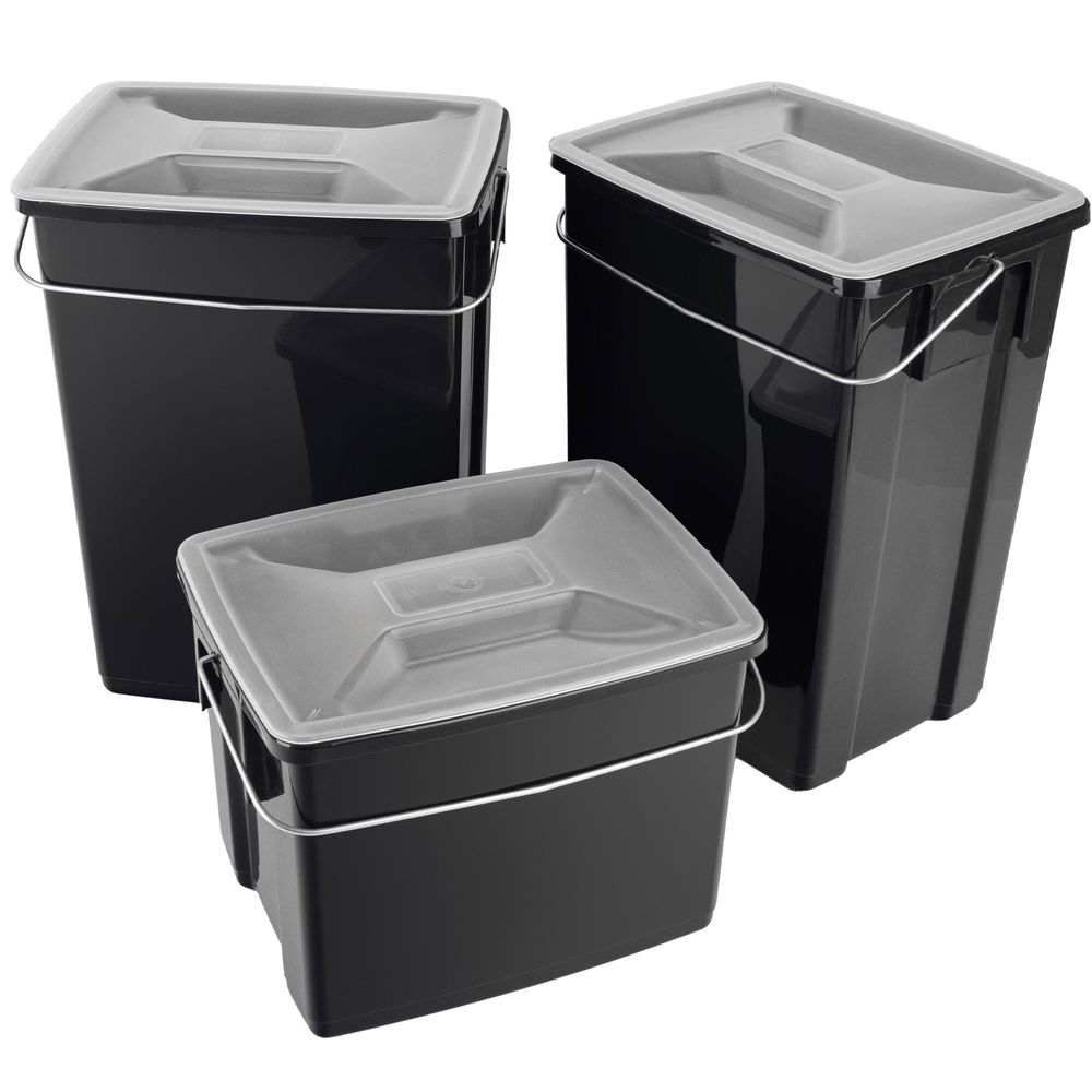 CURVER Abfalleimer Set Abfalltrennungsset  Sortieren Mülleimer 2x10L + 6L Küchen-Mülleimer Mülleimer Mülltrennsystem Tragegriff Deckel inkl. Halterung