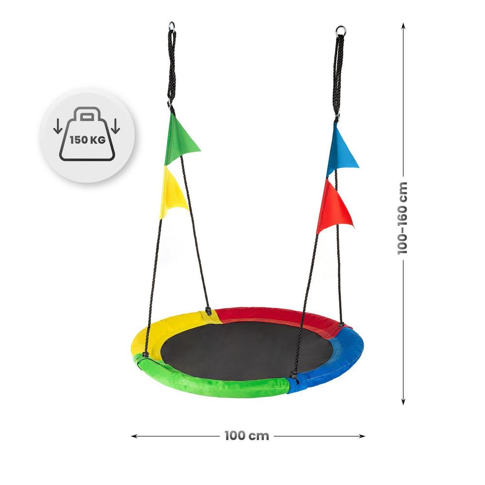 Bunte Nestschaukel mit den Maßen 100cm im Durchmesser und bis zu 150 kg Traglast