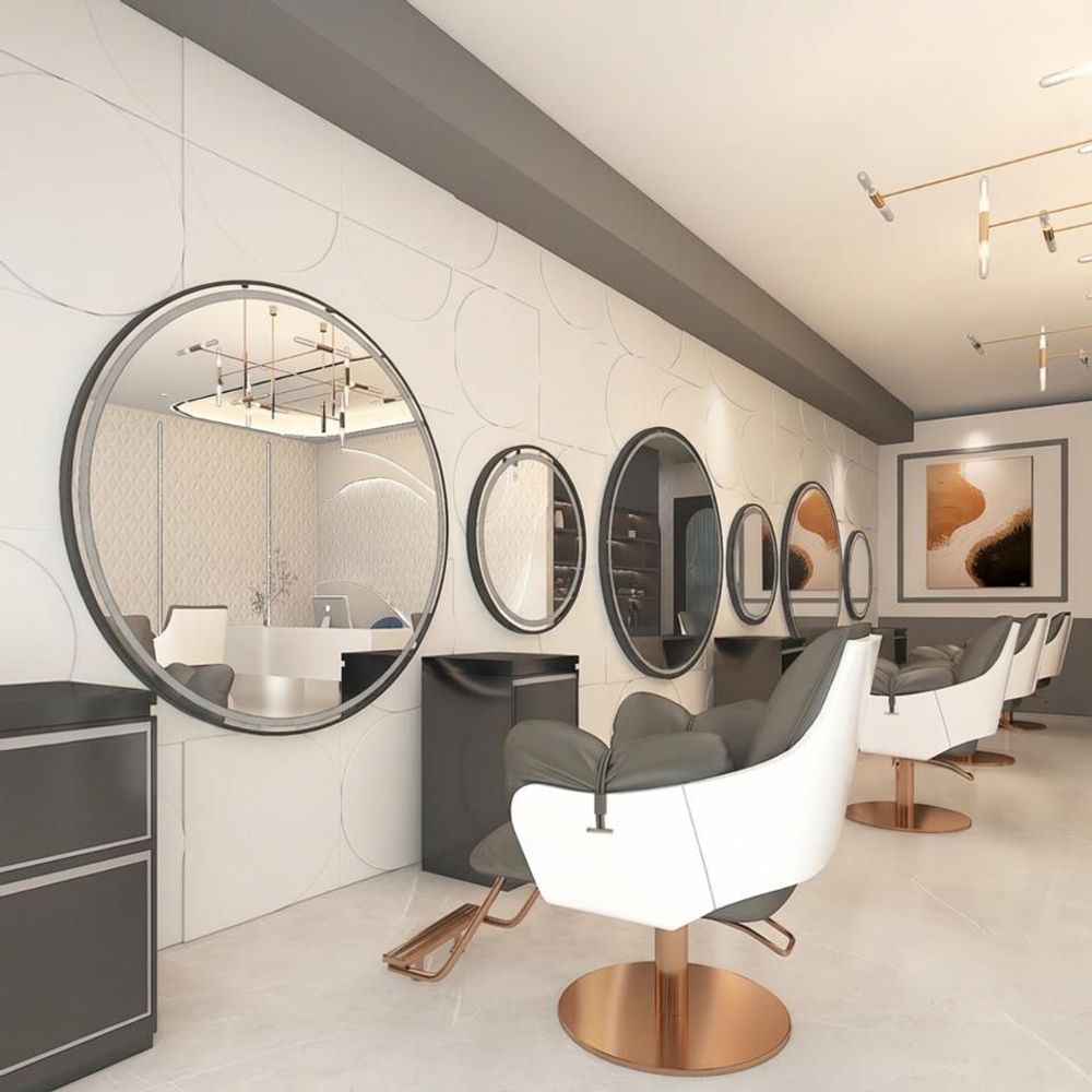 Konzole kadeřnická, barberská, kosmetická s LED zrcadlem 100x100 PRO, černé kulaté