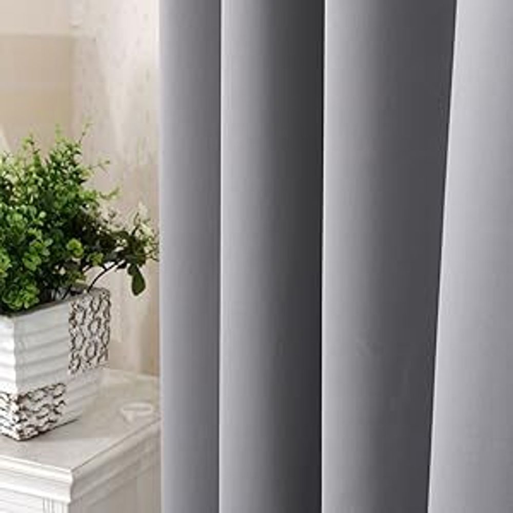 WOLTU 2er Set Gardine blickdicht 250 g/m² mit Kräuselband : Dunkelgrau 135x225 cm Farbe: Dunkelgrau Größe: 135x225 cm