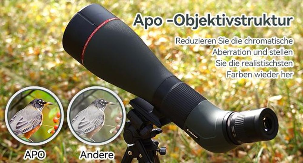 Svbony SA401 APO Spektiv 25-75x100mm, Doppel-ED-Glas, Präziser Fokus, Wasserdichtes Abgewinkeltes Spektrive für die Vogelbeobachtung