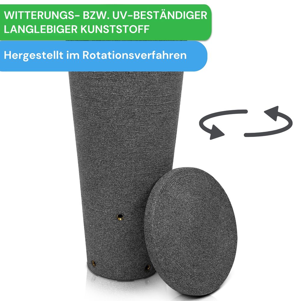 YourCasa Regentonne 120 Liter [Tubo Tank] mit Metallgewinde & Deckel - Regenfass Frostsicher aus Kunststoff - Regenwassertonne - Regenwassertank