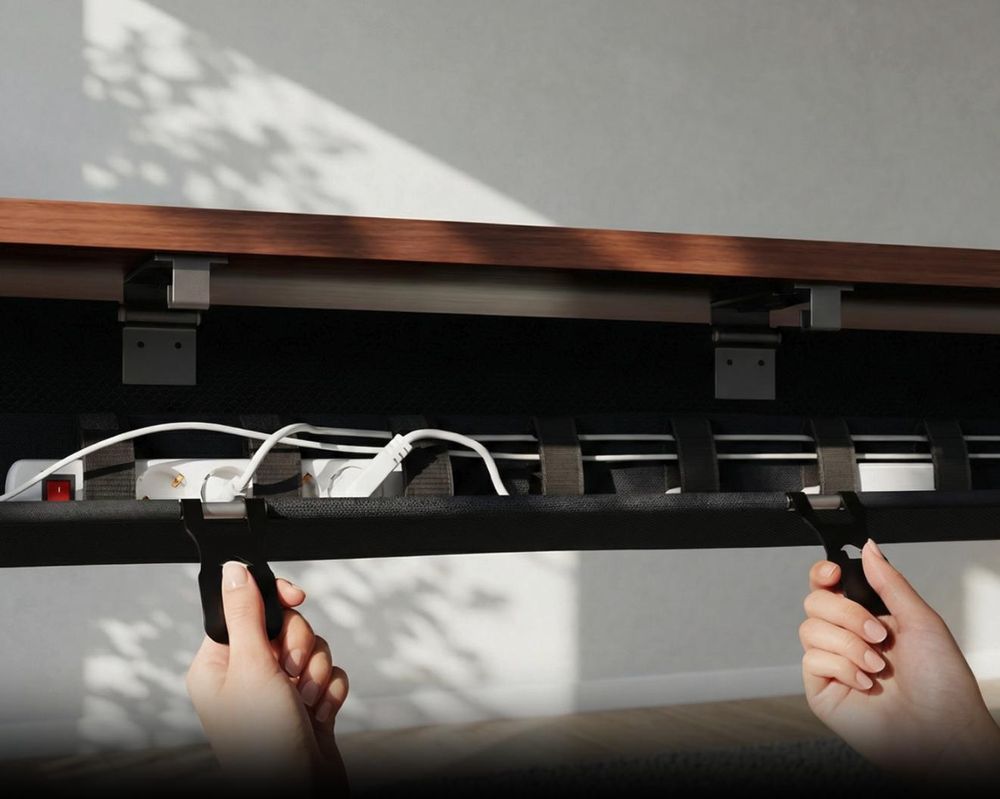 DESKSPACE® Kabelwanne Schreibtisch Kabelmanagement - Beidseitig Klappbarer Kabelkanal - Cable Organizer für den Schreibtisch - 94 cm (Schwarz)