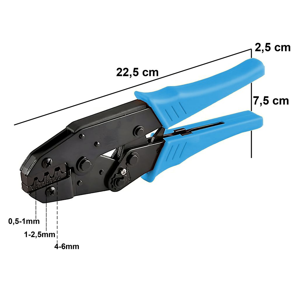 Crimpzange Kabelschuhe Crimp Zange Aderendhülsen Kabelschuhzange für 2,56mm² Kabelschuh Zange für Isolierte Kabelschuhe Solar Kabel Blau Retoo
