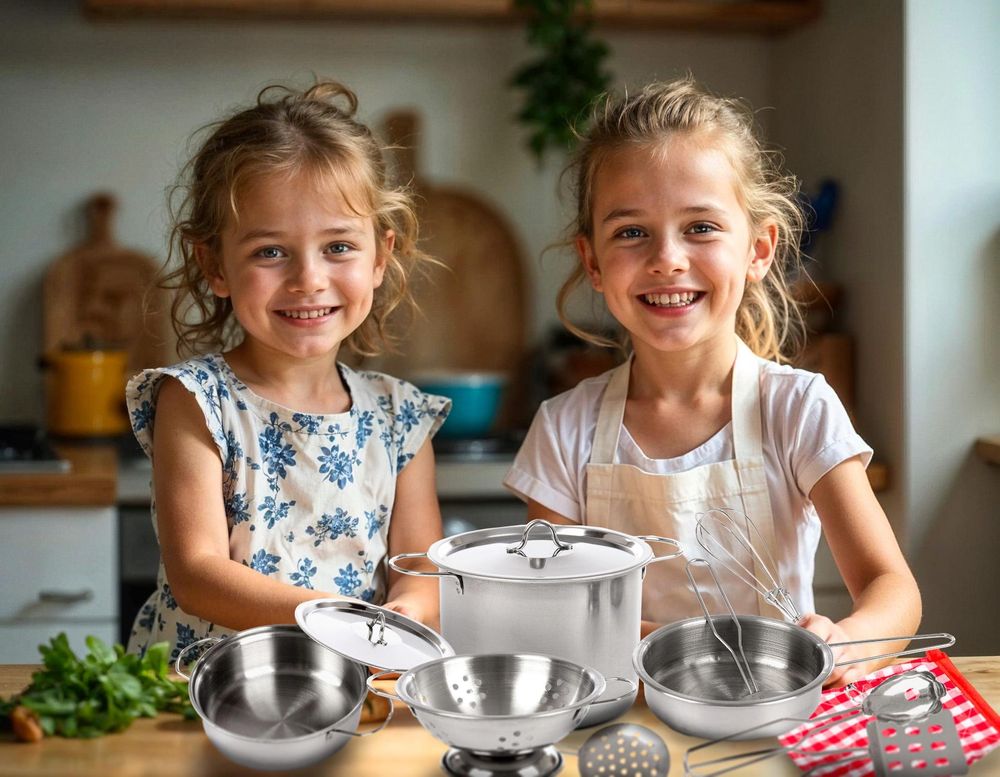 Kinder beim Spielen mit Kochset