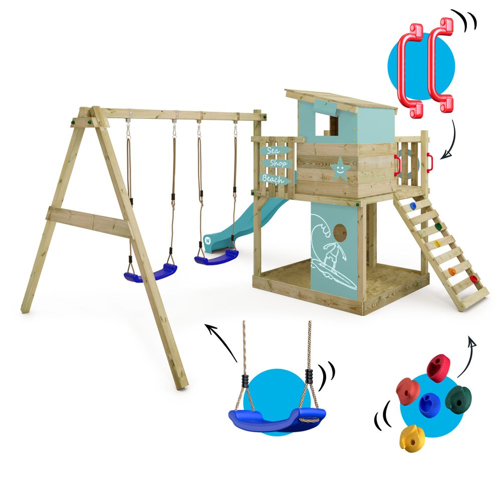 Spielturm Wickey Smart Camp mit Spielhaus und Schaukel in Himmelblau
