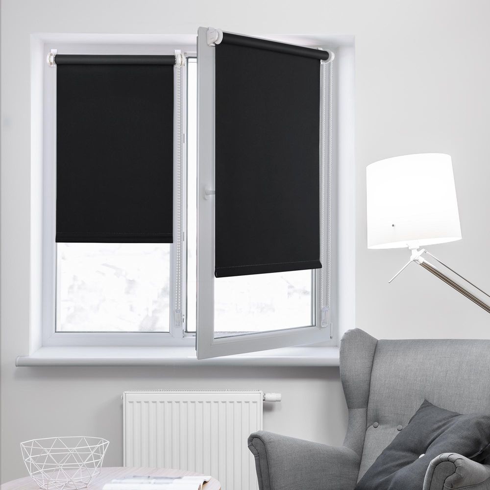 Verdunkelungsrollo Fenster ohne Bohren Klemmfix 80x150cm dunkelblau VICTORIA M