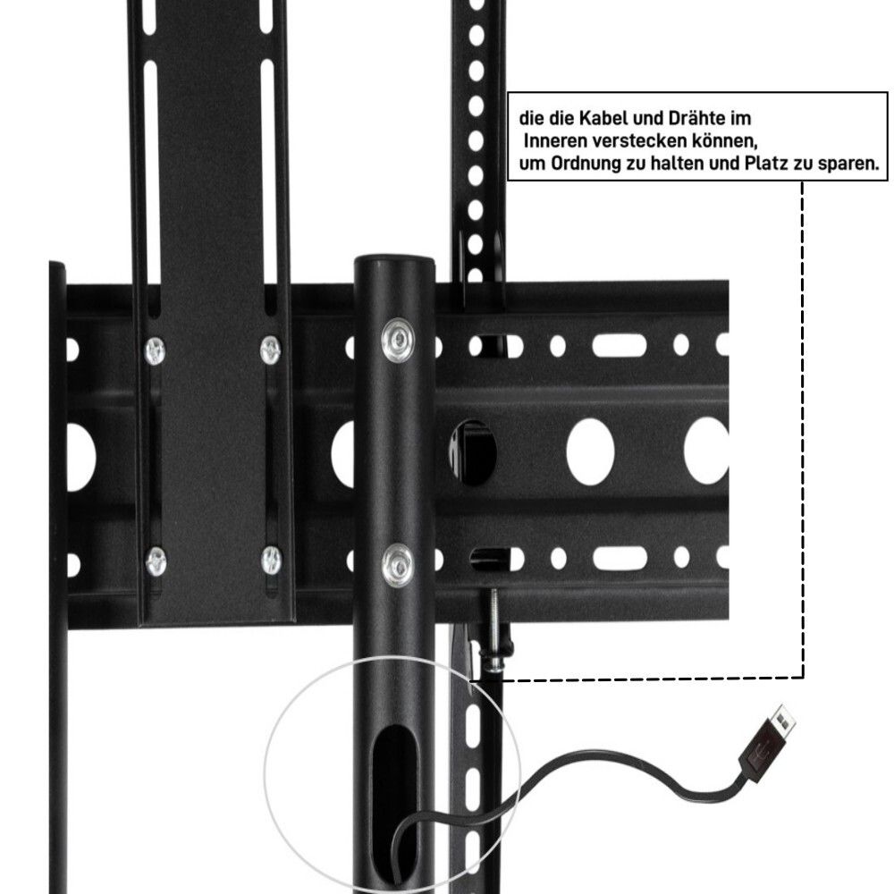 FCH TV Bodenständer TV Ständer mit Rollen für 32-70 Zoll TV Halterungen maximal 60 kg, VESA 400 x 600, um 15 ° nach oben und unten verstellbar