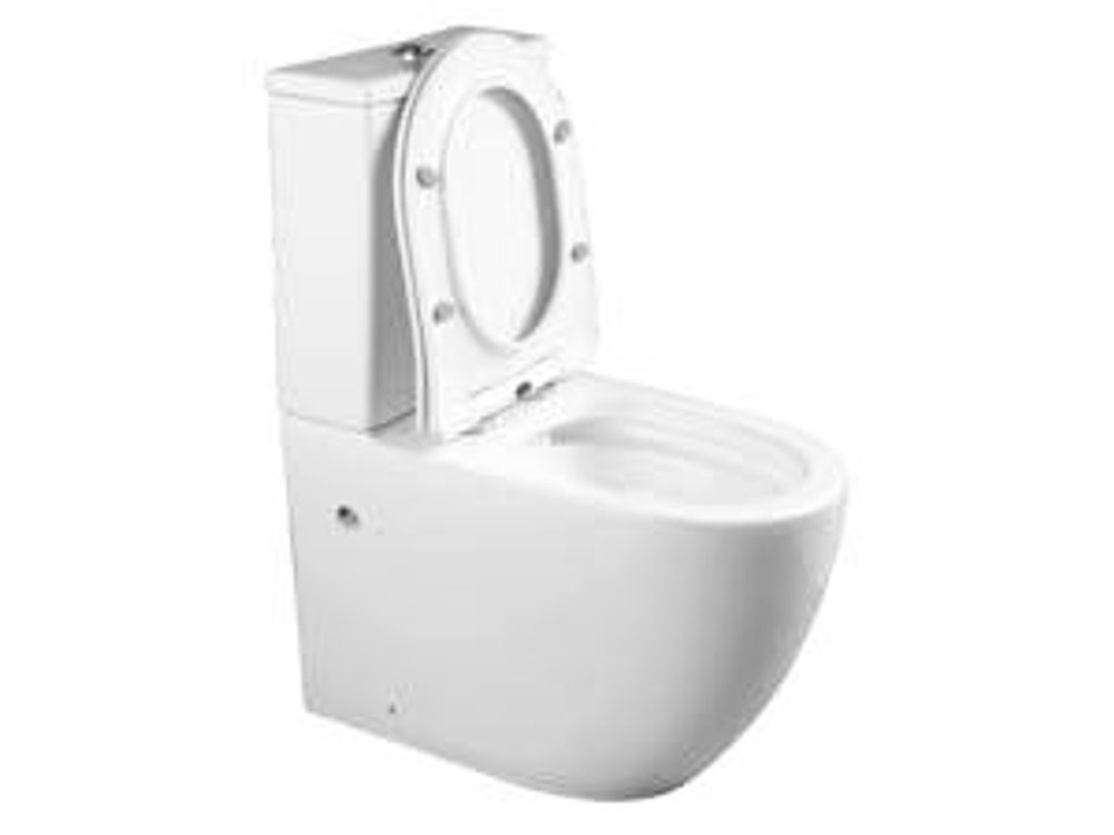 Lavita | Stand WC - Kompakt WC Nautilius - Weiß - 60,5 X 38 X 80 Cm - Ohne Spülrand - mit Soft-Close-Sitz Duroplast