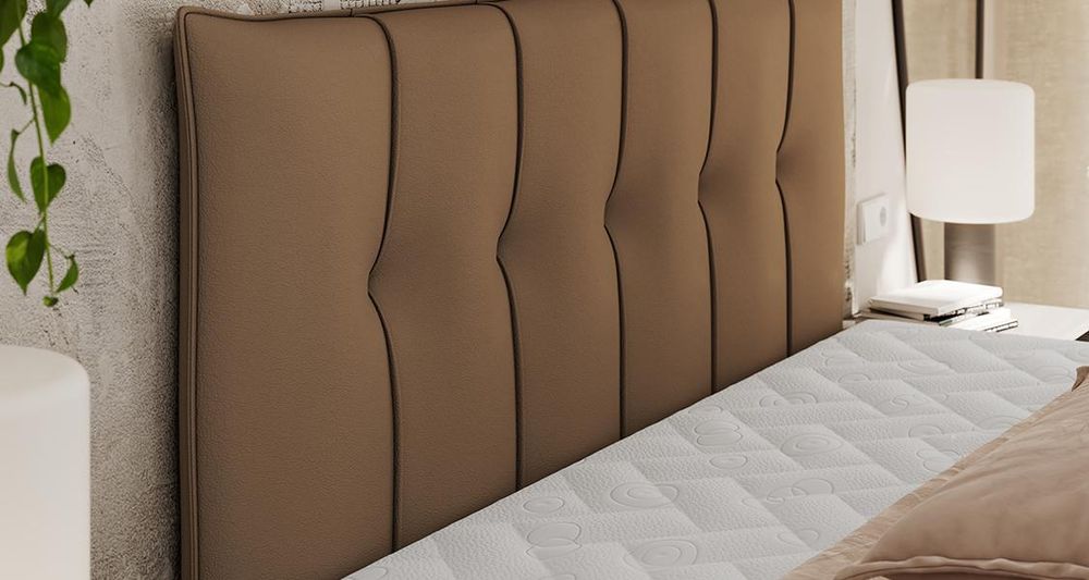 Vergrößern Sie das Kopfteil des Boxspringbettes, das Foto zeigt brownStoff