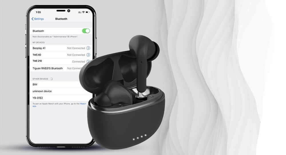Forever Bluetooth drahtlose Kopfhörer 5.3 Modi ANC TWE-210 EARP mit Ladekoffer Mikrofon, Steuerung, LED-Anzeigen In-Ear Headphones