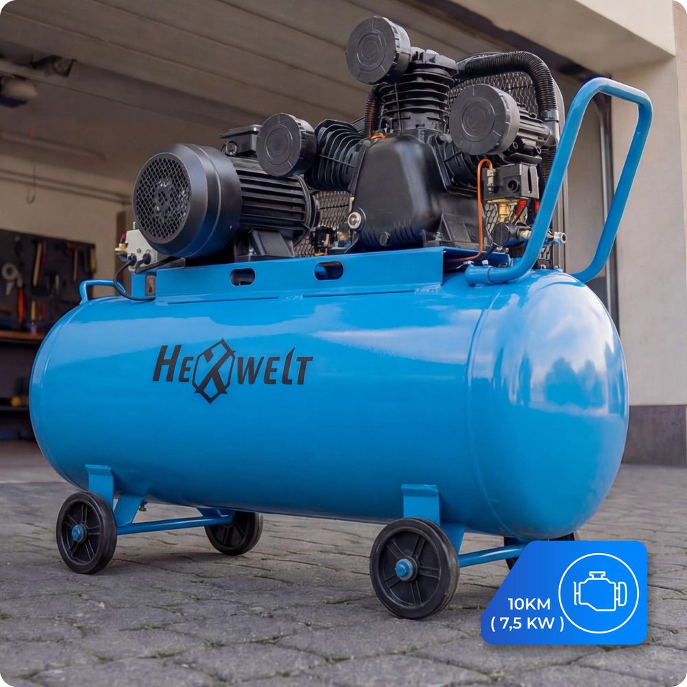 Druckluftkompressor, HEXWELT 300L Ölkompressor 7500W 8 Bar 1090L/min Luftkompressor 3-Zylinder Werkstattkompressor 230V