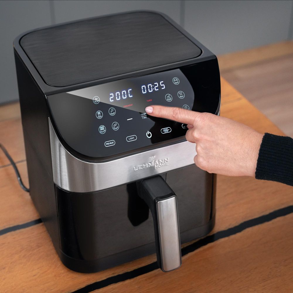 Frytkownica beztłuszczowa LEHMANN SANTE AIR FRYER duża,12 programów, 6l, 1500W, nieprzywierająca, LED z okienkiem