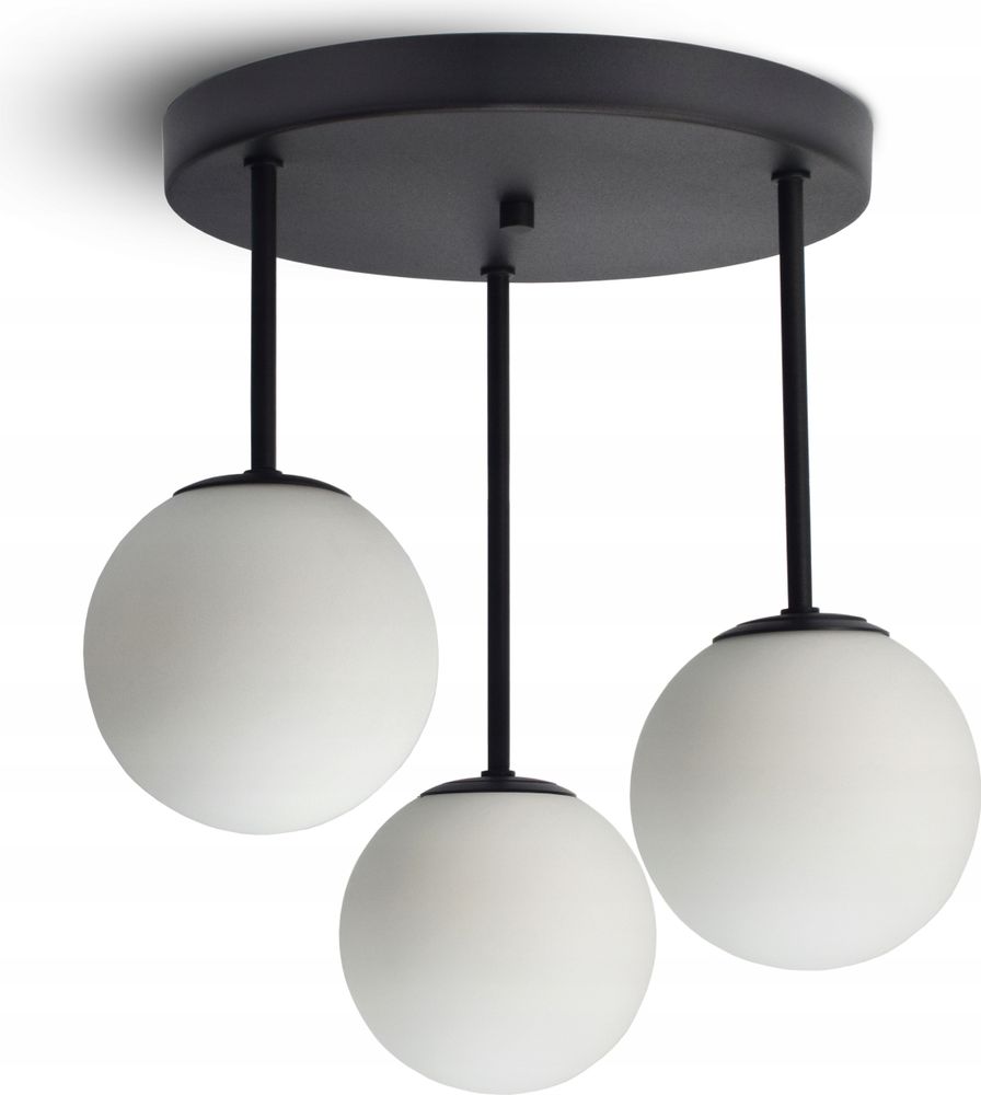 Luxolar Led Deckenleuchte - Hängelampe 3-flammig schwarz 15W, G9 - Pendelleuchte wohnzimmer, Weiß Glas Kugeln