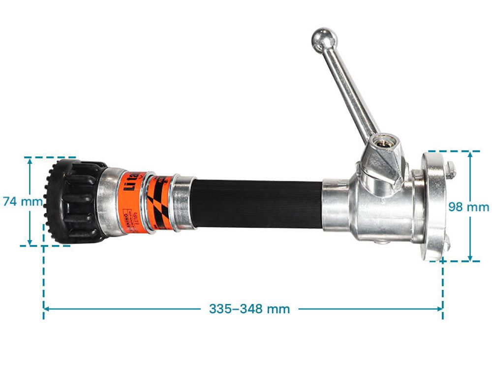 Wiltec Mehrzweckstrahlrohr mit C Storzkupplung 150–350 l/min und stufenloser Sprühstrahlverstellung für THW & Feuerwehr