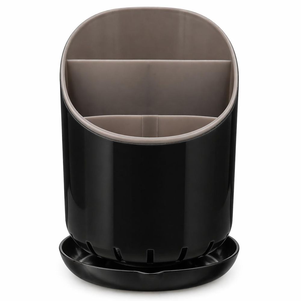 WELLHAUS Besteckabtropfer 19x12 cm oval schwarz-grau Besteckhalter Küchenorganizer