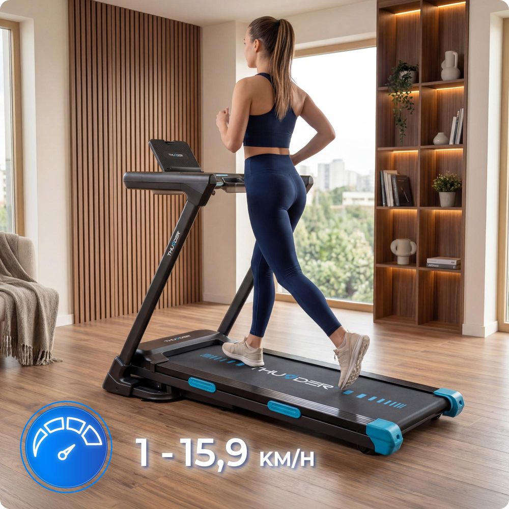 Laufband Elektrisch Klappbar THUNDER ARVEN-S-BLACK 15,9 km/h 20 Steigungen Bluetooth 140 kg