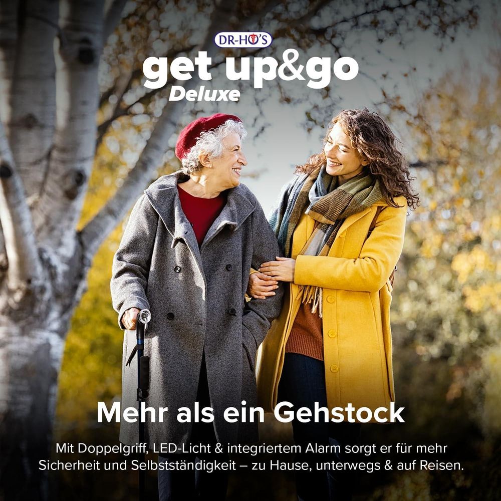 Drei Schritte zum Einstellen und Prüfen des DR-HO’S Get Up & Go Gehstocks