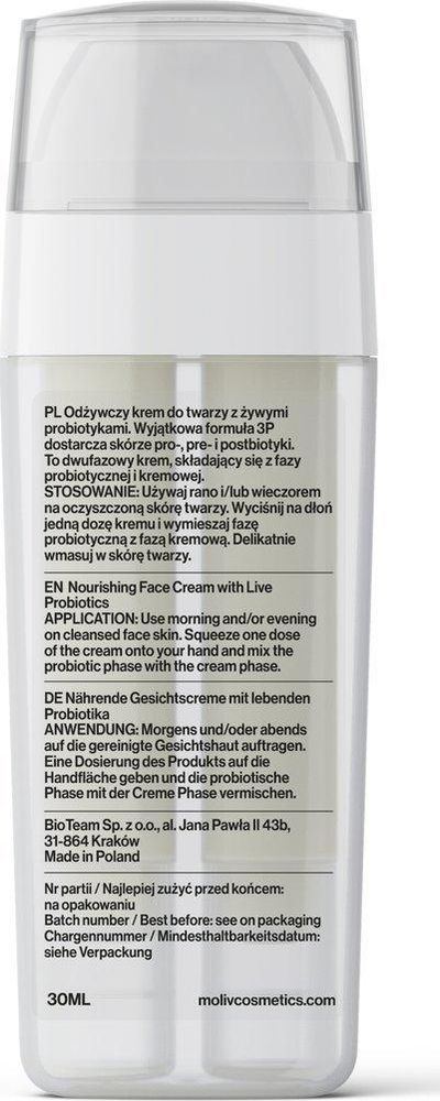MOLIV Gesichtscreme mit lebenden Probiotika. Nährstoffreich 30ml