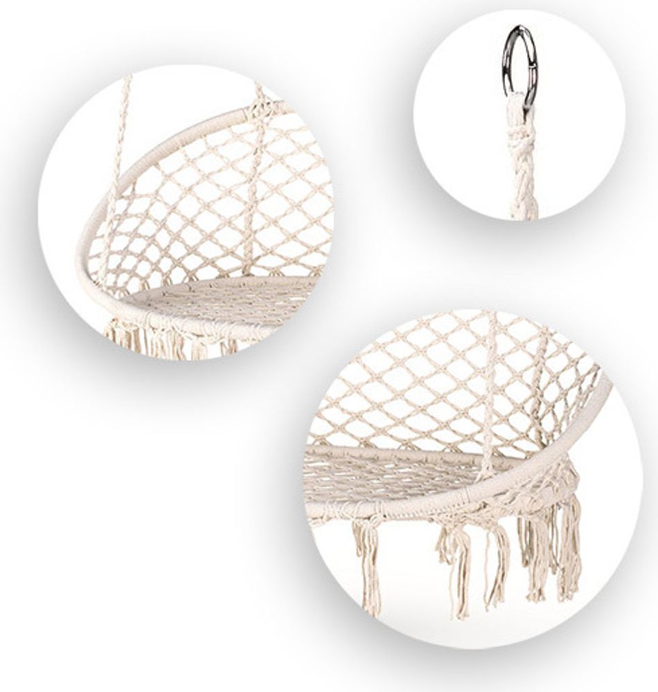 Hängesessel XXL für 2 Personen Sessel zum Aufhängen Hängekorb Schaukel für Garten, Terrasse, Balkon, Veranda Boho Stil